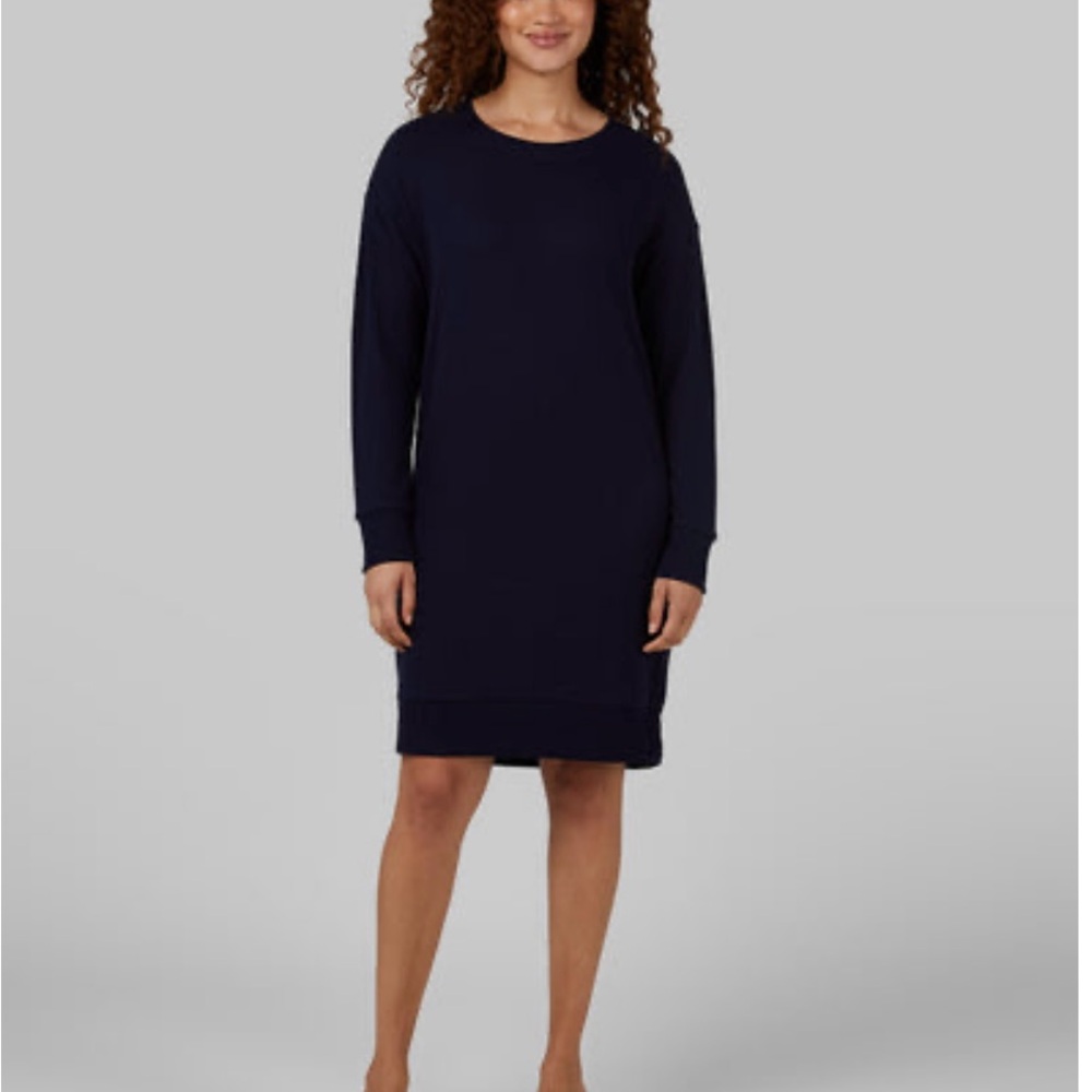 32 Degrees Blue Long Sleeve Crew Neck Sweater Dress